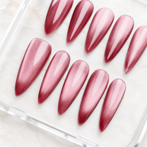 Rose Quartz Beam Cat Eye Press-On Nails - Aninail
