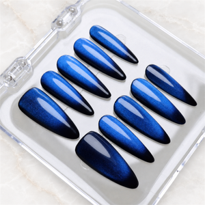 Sapphire Beam Cat Eye Press-On Nails - Aninail