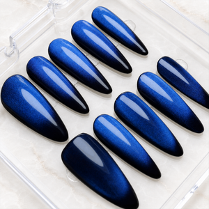 Sapphire Beam Cat Eye Press-On Nails - Aninail