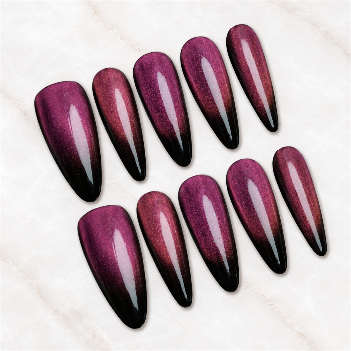 Mulberry Magnet Cat Eye Press-On Nails - Aninail