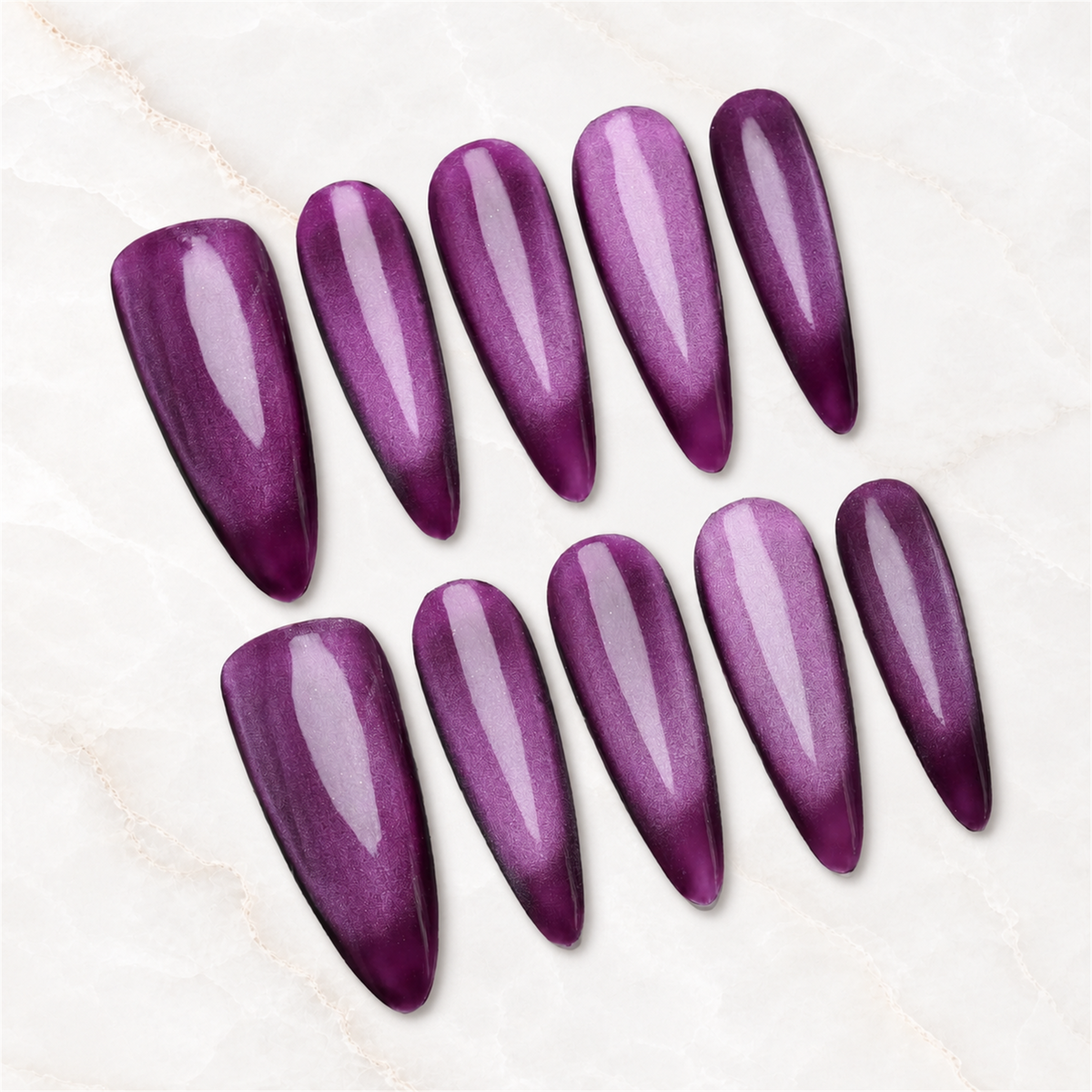 Amethyst Glow Cat Eye Press-On Nails - Aninail