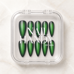 Emerald Veil 3D Cat-Eye Press-On Nails - Aninail