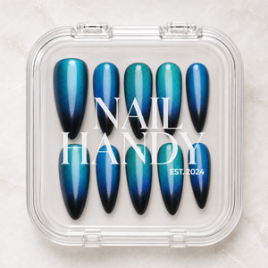 Frosted Lagoon Cat Eye Press-On Nails - Aninail