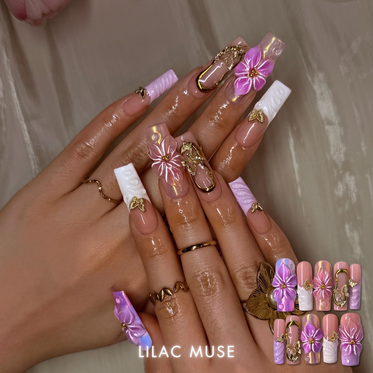 Petal Garden Floral Press-On Nails - Aninail