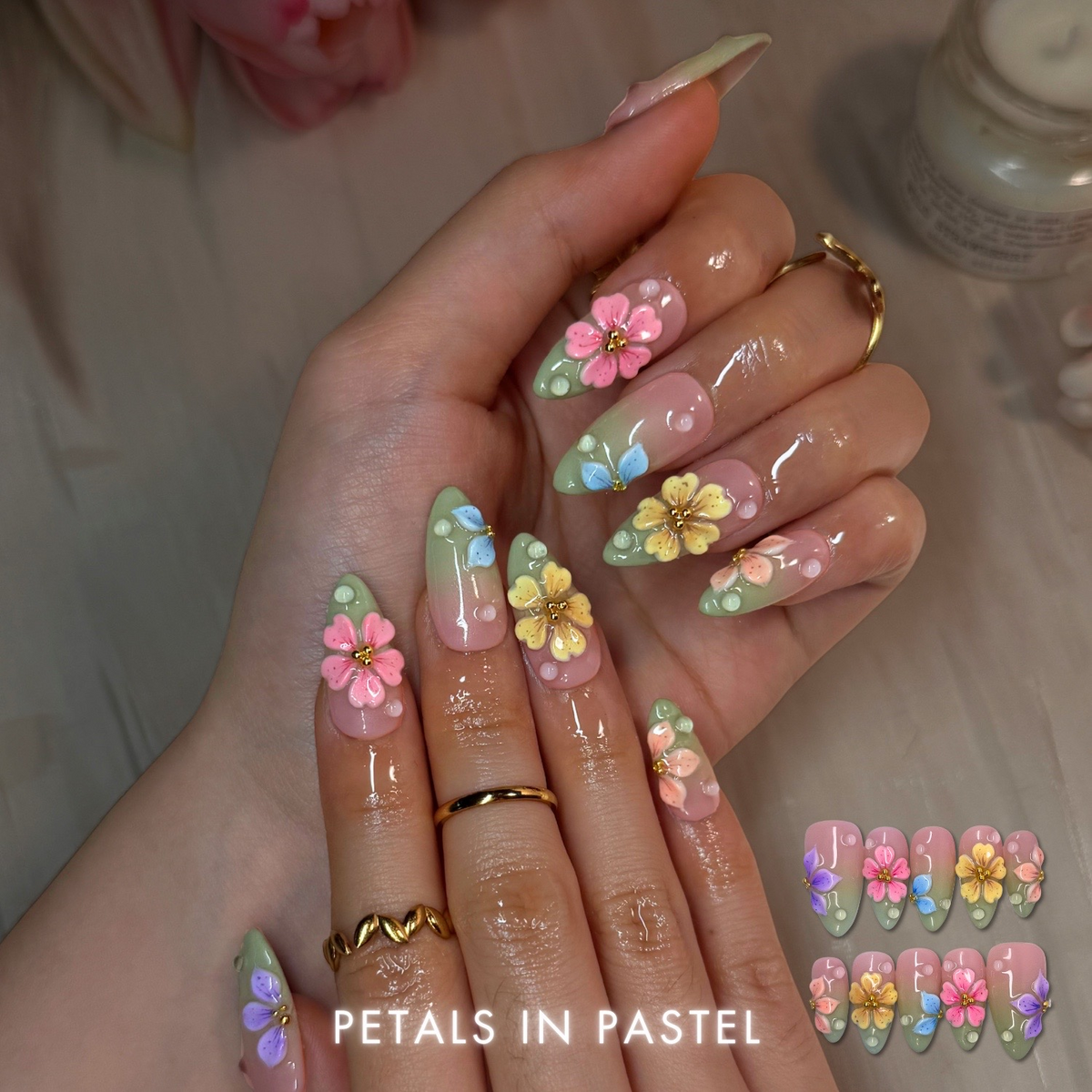 Petal Garden Floral Press-On Nails - Aninail