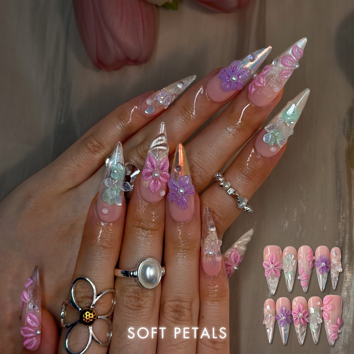 Petal Garden Floral Press-On Nails - Aninail