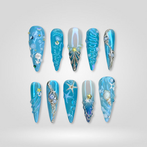 Seaside Bloom 3D Starfish Floral Press-On Nails - Aninail