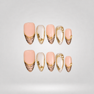 Soft Leopard Gold Accent Press-On Nails - Aninail