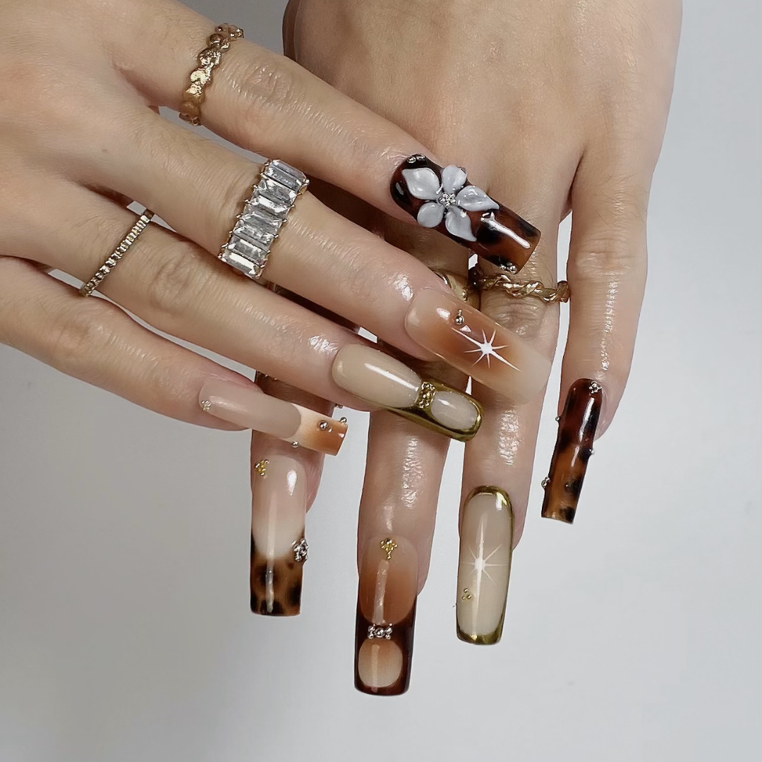 Charm Bloom 3D Floral Press-On Nails - Aninail