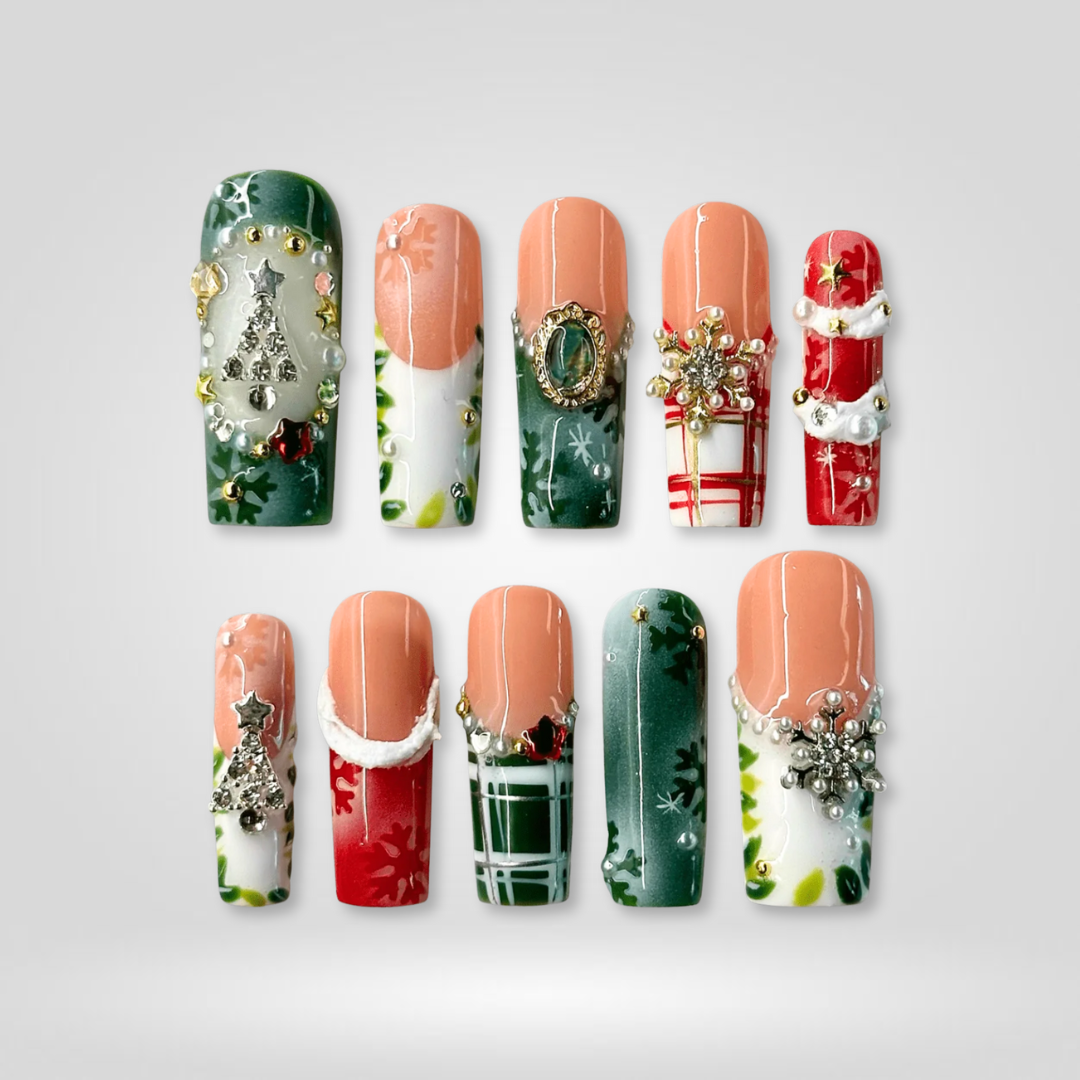 Crystal Tree Christmas Press-On Nails - Aninail