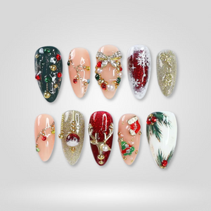 Jewel Noel Christmas Glitter Press-On Nails - Aninail