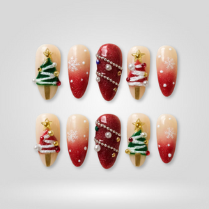 Snowy Glow Christmas Press-On Nails - Aninail