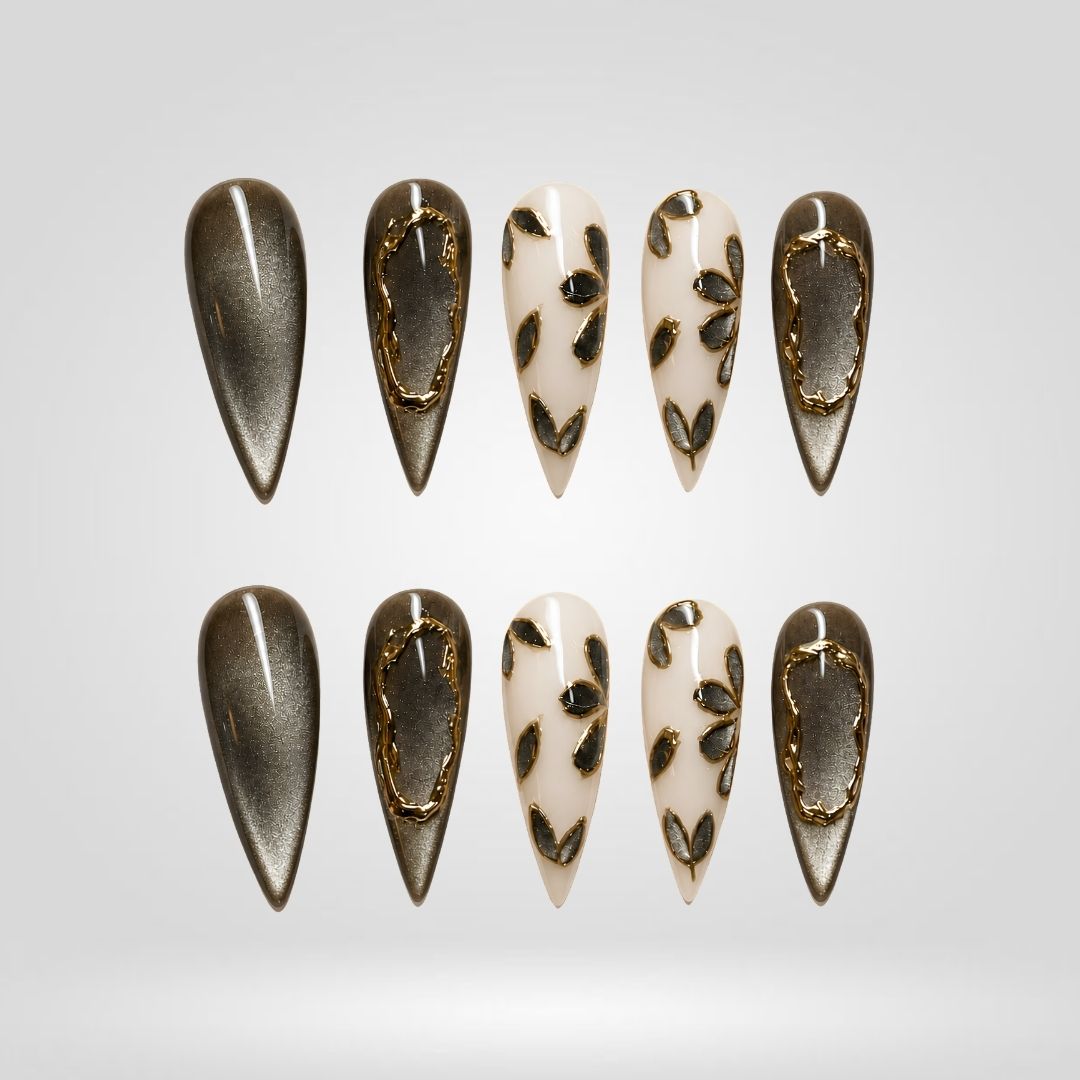 Golden Olive Cat Eye Press-On Nails - Aninail