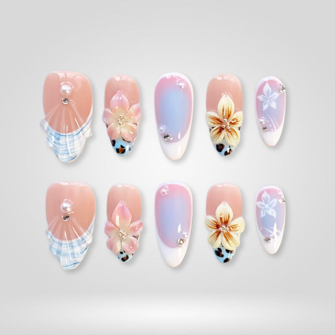 Soft Bloom 3D Floral Press-On Nails - Aninail