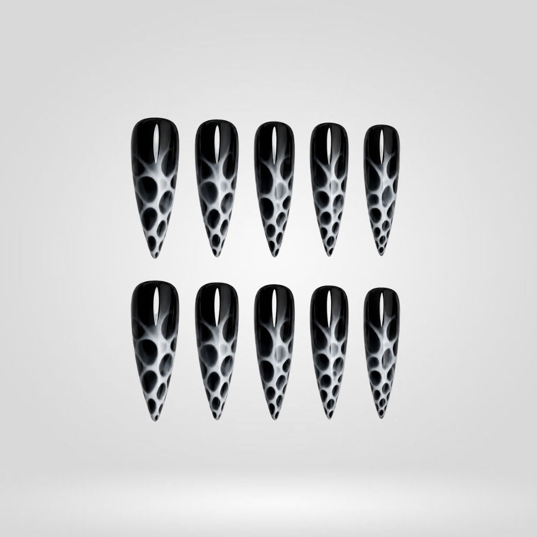 Steel Smoke Marble Cat Eye Press-On Nails - Aninail