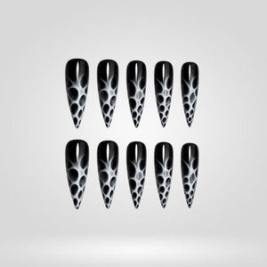 Steel Smoke Marble Cat Eye Press-On Nails - Aninail
