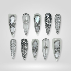 Metallic Bloom 3D Press-On Nails - Aninail