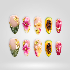 Papaya Palm 3D Tropical Press-On Nails - Aninail