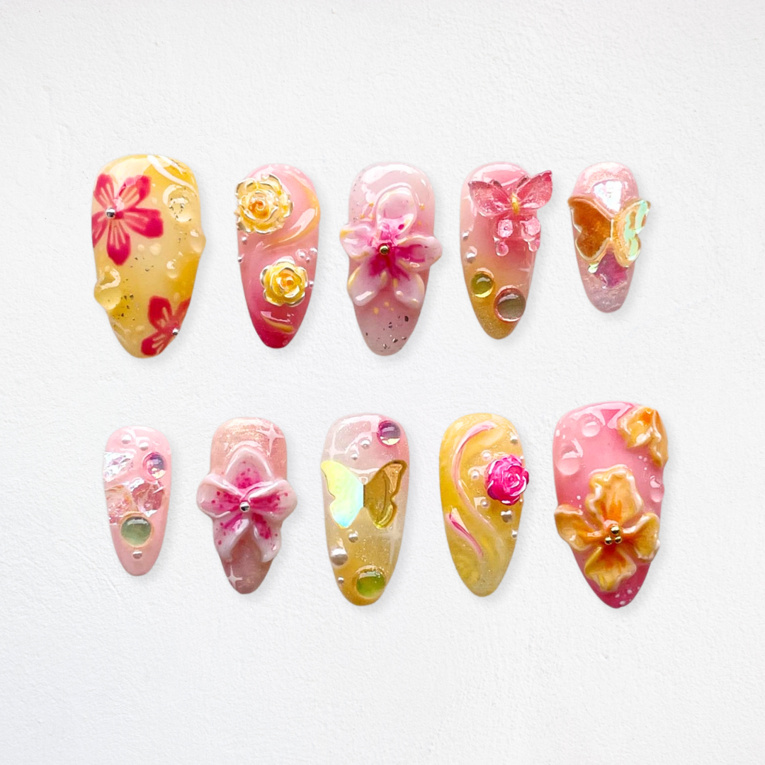 Floral Whisper Soft Petal Press-On Nails - Aninail