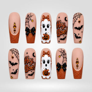 Pink Spellbound Halloween Press-On Nails â€“ Coffin - Aninail