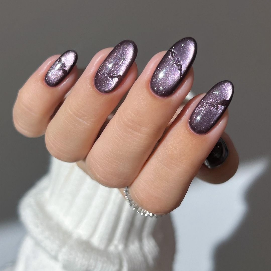 Midnight Shine Cat Eye Press-On Nails - Aninail
