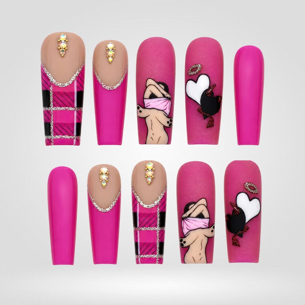 Pumpkin Bow Boo Halloween Press-On Nails â€“ Coffin - Aninail
