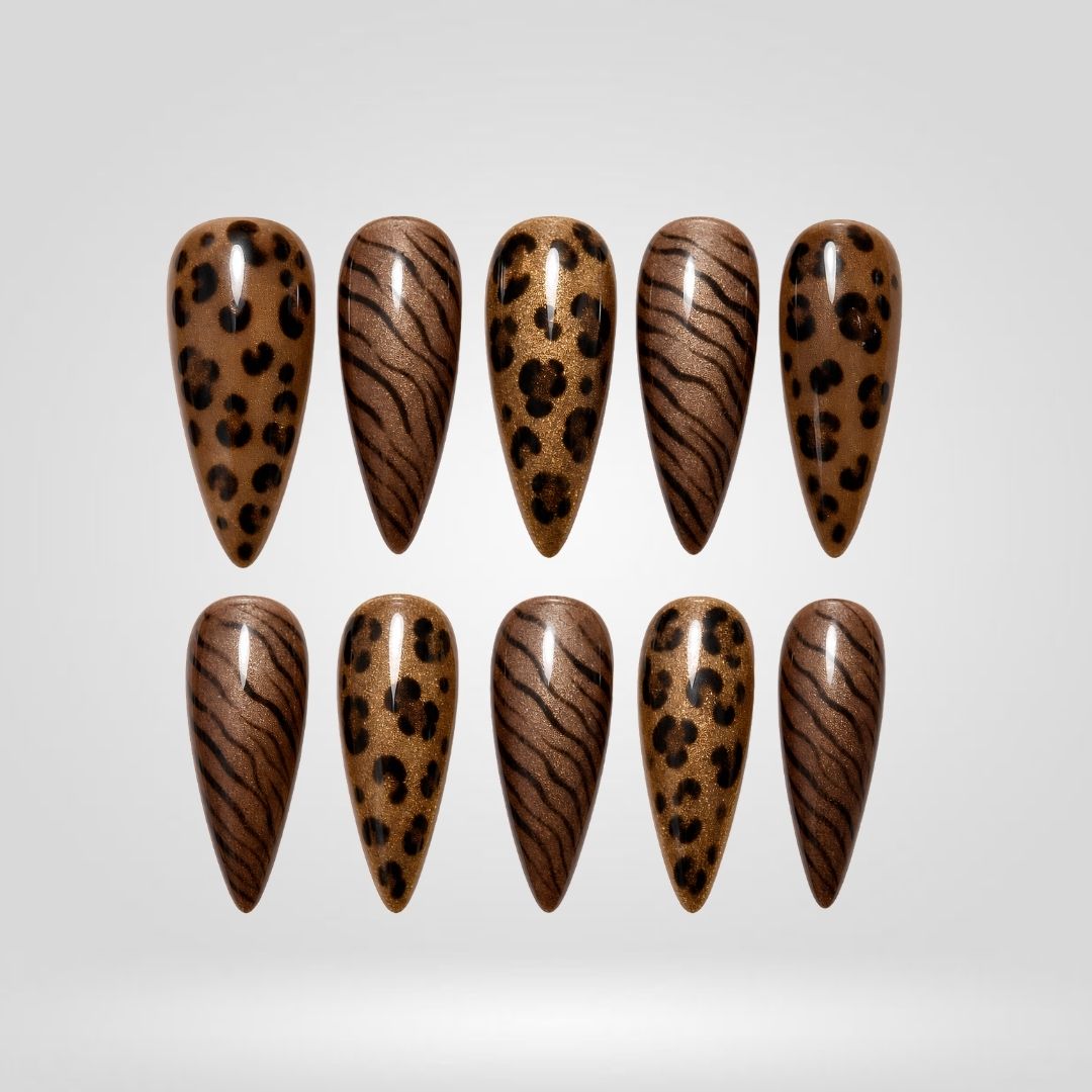 Safari Leopard Cat Eye Press-On Nails - Aninail