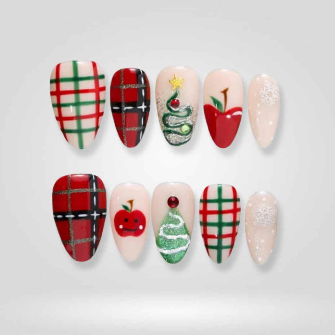 Plaid Fest Holiday Press-On Nails - Aninail
