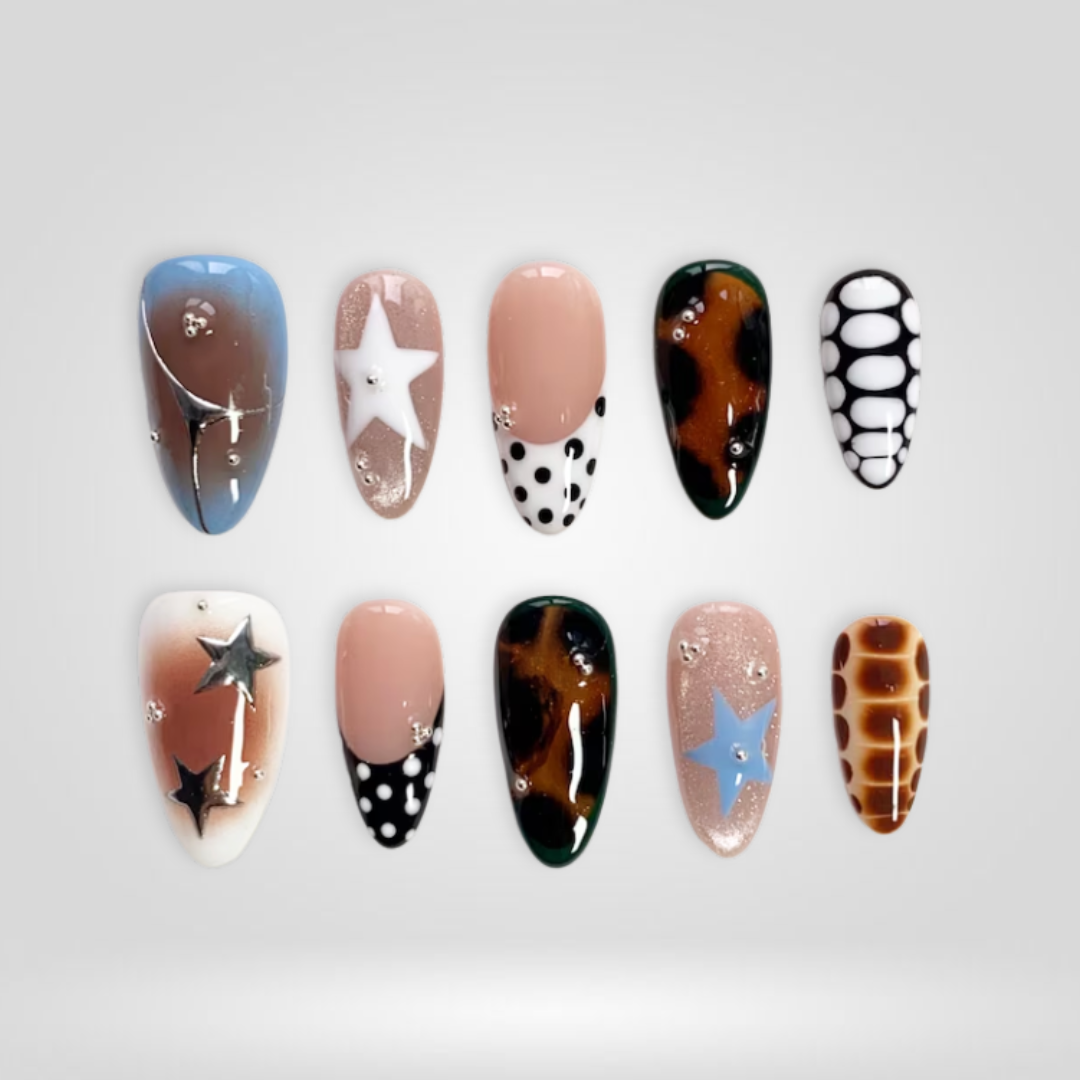 Retro Pop Seashell Floral Press-On Nails - Aninail