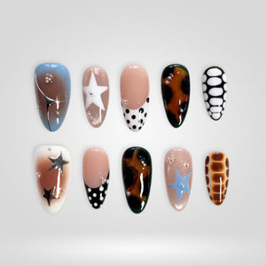 Retro Pop Seashell Floral Press-On Nails - Aninail