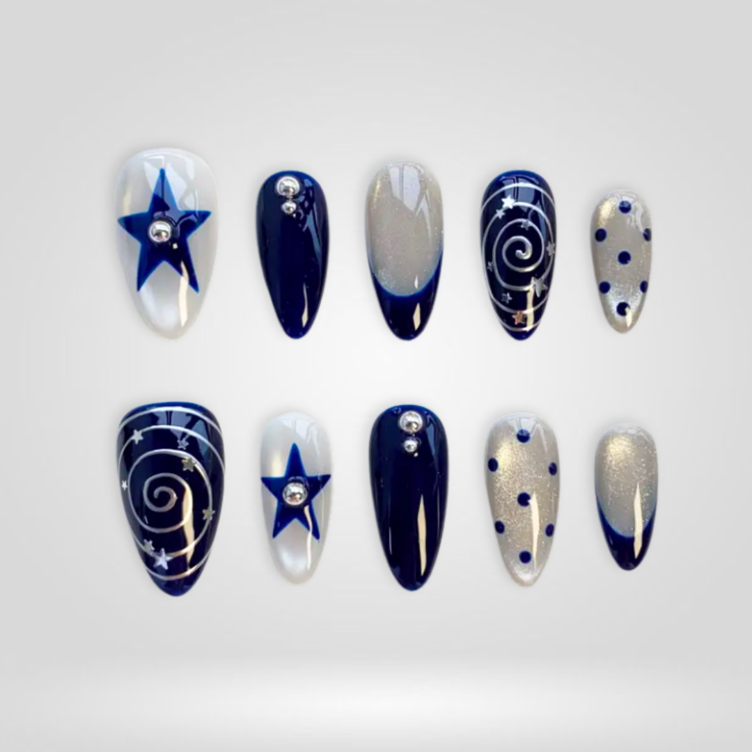 Cosmic Dot 3D Floral Press-On Nails - Aninail