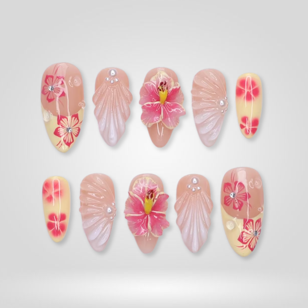 Island Bloom Hibiscus Press-On Nails - Aninail