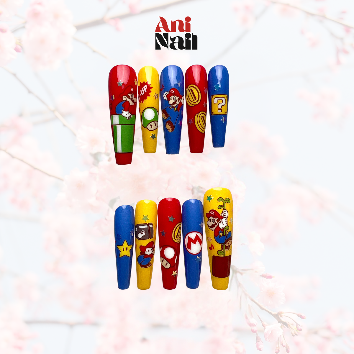 Super Mario Bros Arcade Retro Gamer Press On Nails