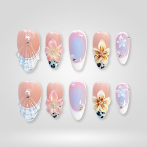 Orchid Citrus Floral Fruit Press-On Nails - Aninail