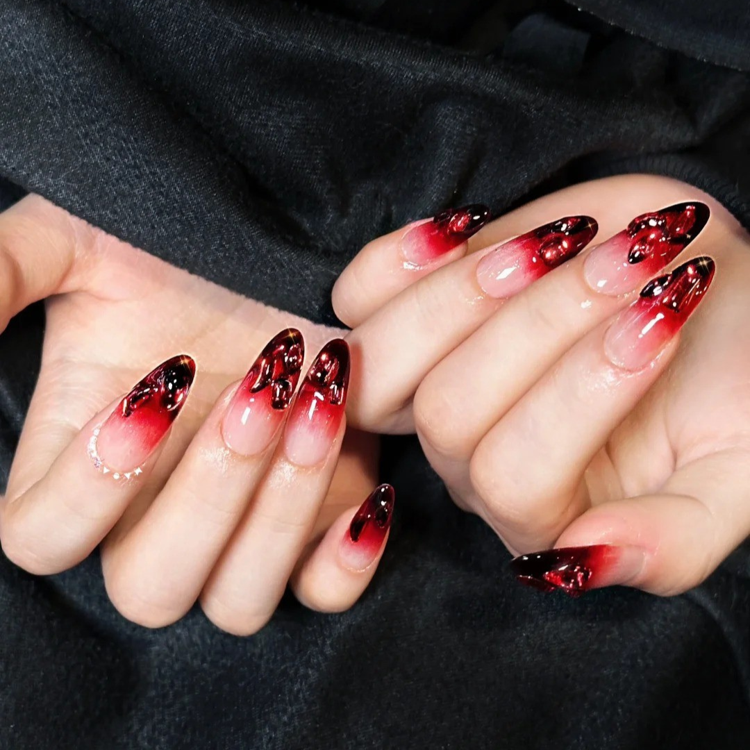 Grim Blossom 3D Gothic Floral Press-On Nails - Aninail