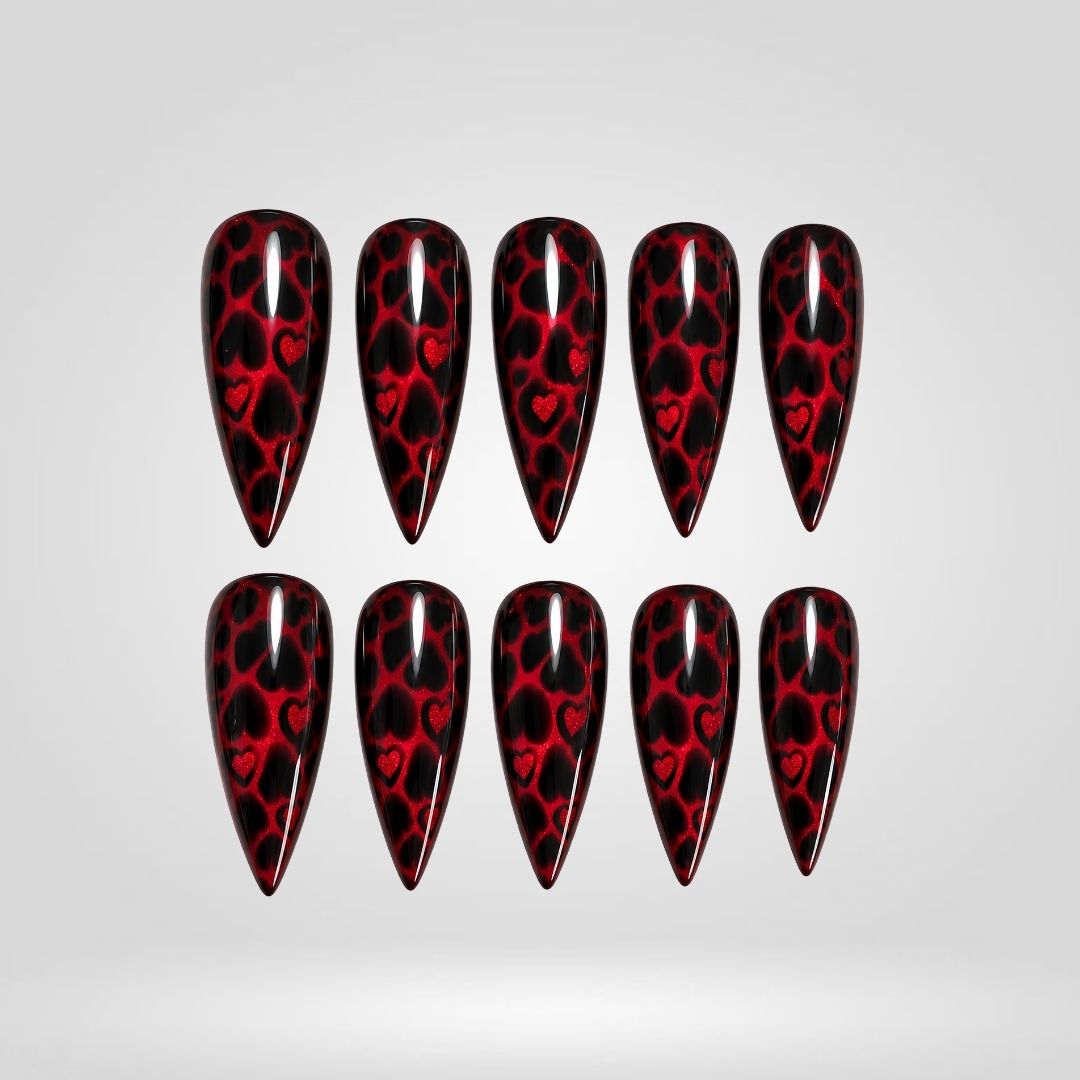 Crimson Leopard Cat Eye Press-On Nails - Aninail