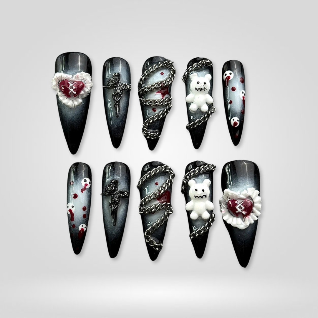 Gothic Allure Stiletto Press-On Nails - Aninail