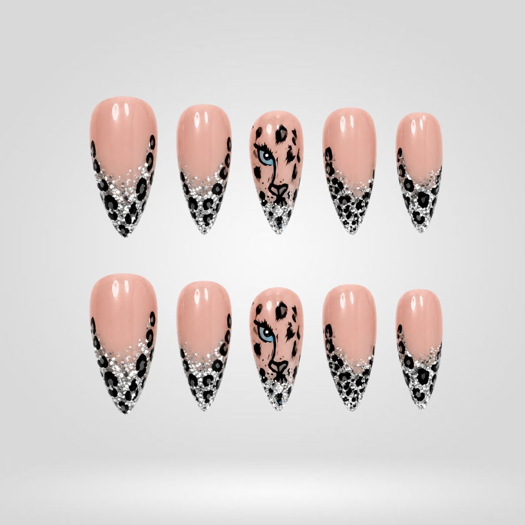 Blush Leopard 3D Floral Press-On Nails - Aninail