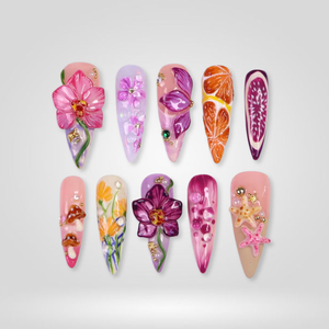 Ocean Bloom 3D Floral Press-On Nails - Aninail