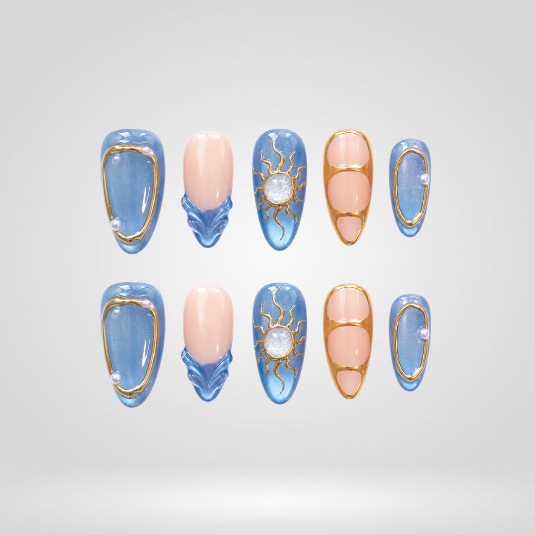 Azure Pearl 3D Press-On Nails - Aninail