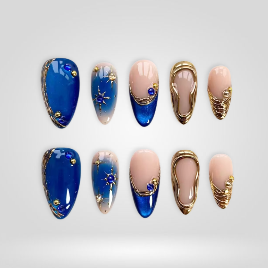 Royal Tide Floral Press-On Nails - Aninail