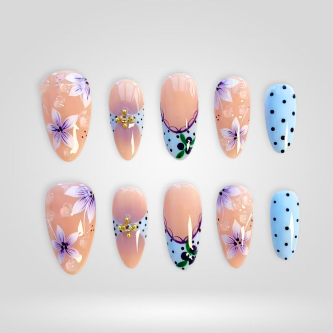 Lilac Bloom 3D Floral Press-On Nails - Aninail