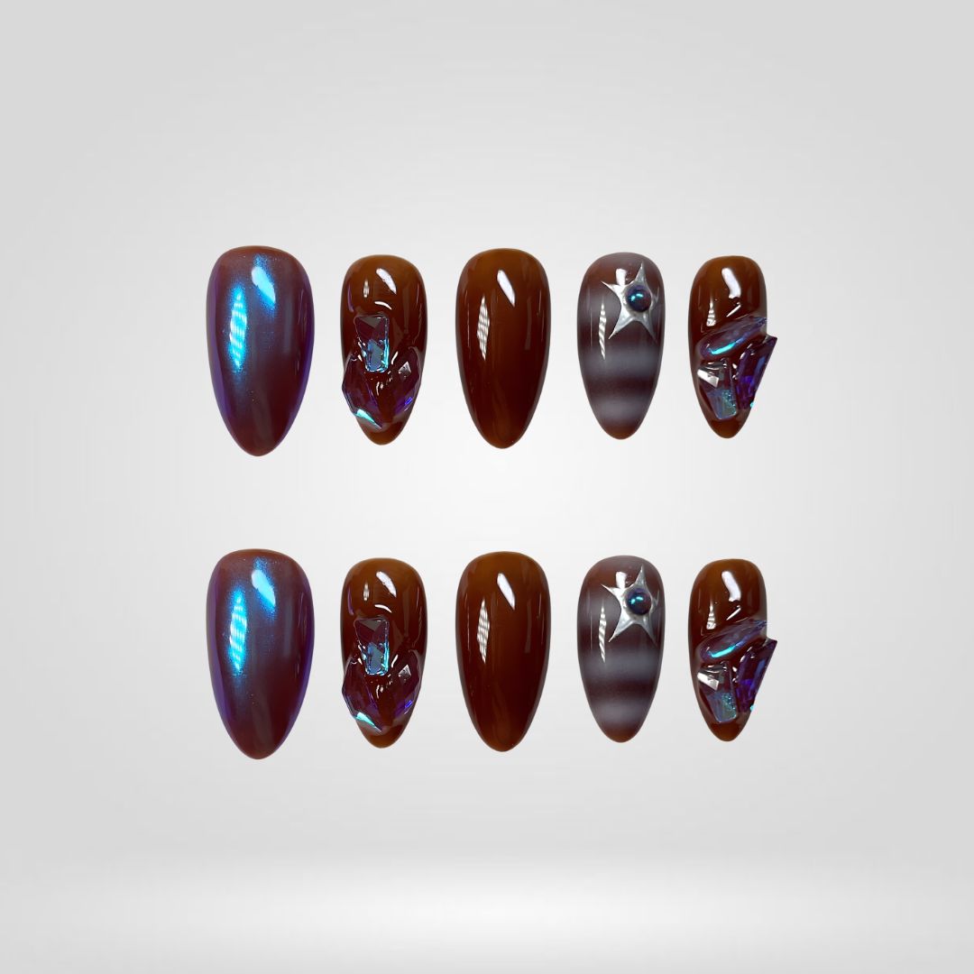 Mystic Wine 3D Floral Press-On Nails - Aninail