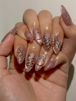 Gothic Sigil Luxury Press On Nails | Nude Rose Gothic Nail Art | Nude Rose Gothic Press Ons | Occult Symbol Set | OB1007EC
