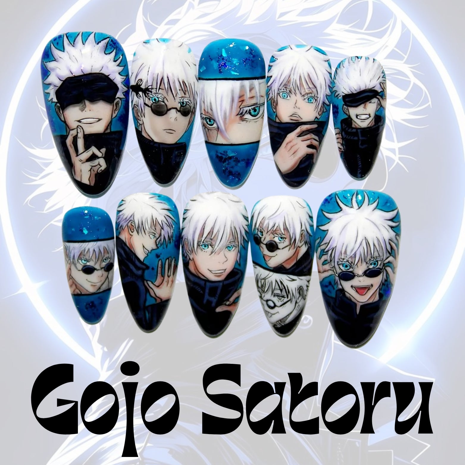 Mystical Sorcerer Blue Eye Aesthetic Press On Nails