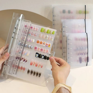 Transparent Nail Art Binder | Press On Nails Storage Book | Clear Ring Binder Album | Professional Nail Display Organizer OC189L