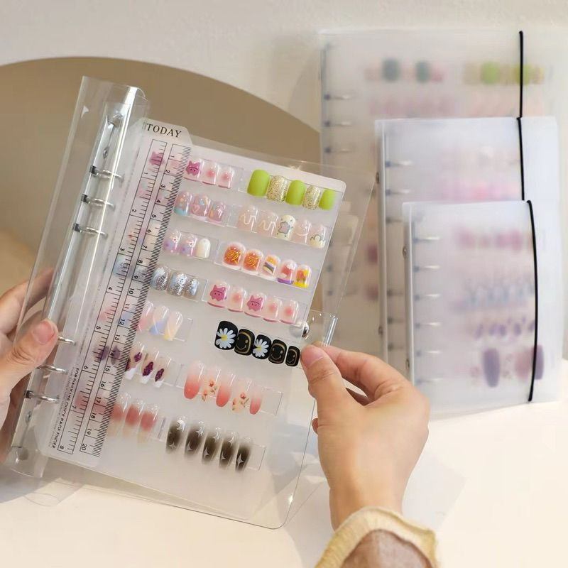 Transparent Nail Art Binder | Press On Nails Storage Book | Clear Ring Binder Album | Professional Nail Display Organizer OC189L