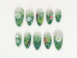 Nature Muse Nail Bundle | 3 Nature-Inspired Press On Nail Sets | Leaf, Butterfly & Floral Art | Reusable Nail Kit|OB103L