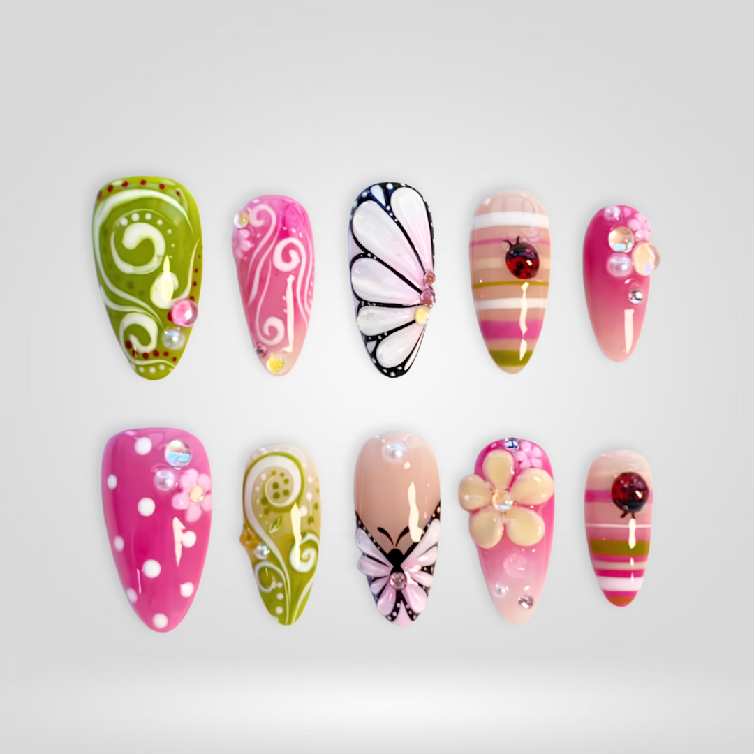 Garden Pop Floral Press-On Nails - Aninail