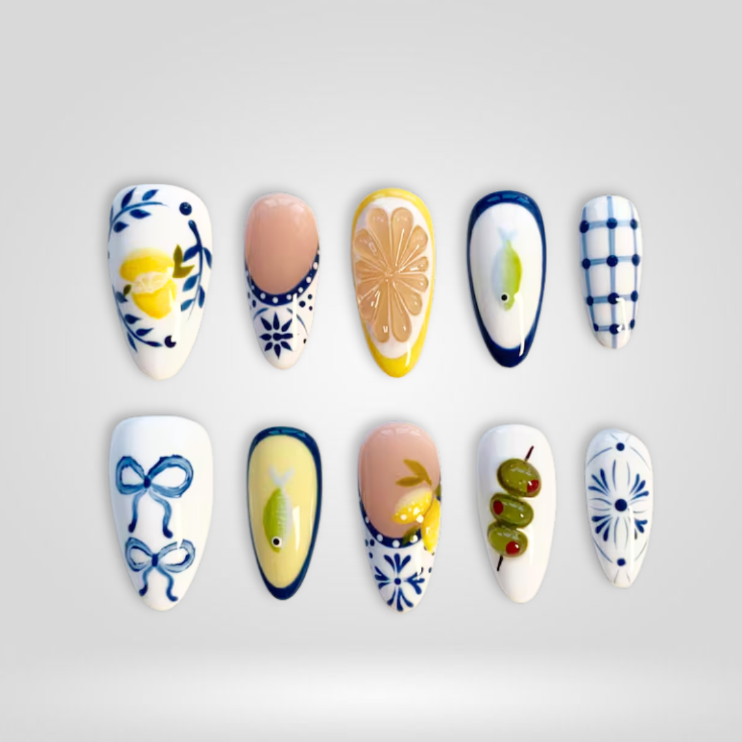 Lemon Coast Mediterranean Press-On Nails - Aninail